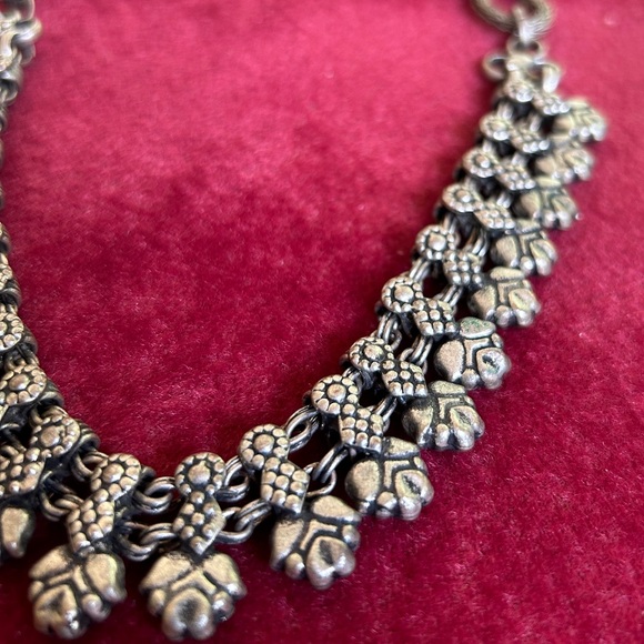 Gorgeous Vintage Antique Rajasthani Necklace Ethnic Silver Choker Oxidized Metal - Picture 6 of 6
